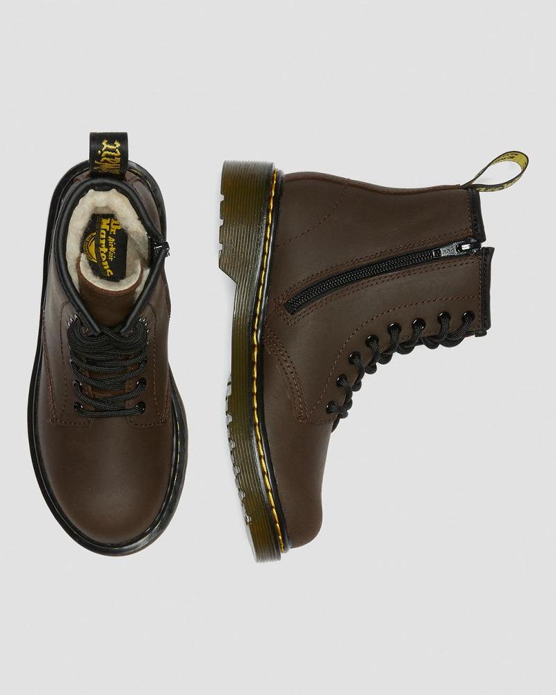 Dr Martens Junior 1460 Faux Fur Forede Snørestøvletter Barn Mørke Brune | Norge 148XYU